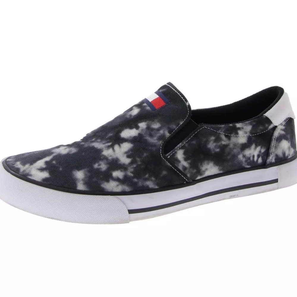 Tommy Hilfiger Mens Roaklyn3 Black Slip On Casual Canvas Spelllout Sneakers 9.5